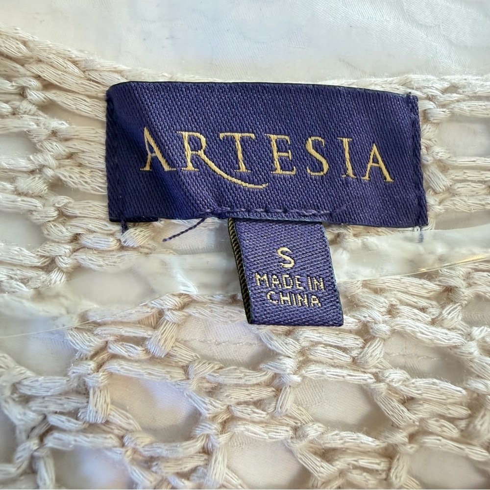 Artesia Cream Crochet Fringe small boho knit beach coverup cardigan festival - Picture 6 of 9